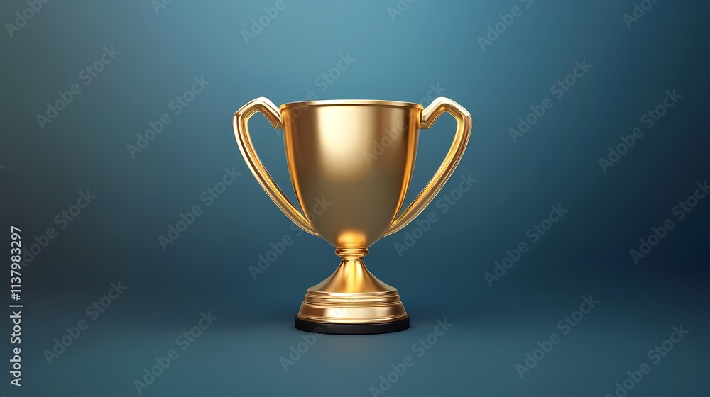 Shiny golden trophy on a gradient blue background, symbolizing achievement and success. Shiny golden trophy on a gradient blue background, symbolizing achievement and success.