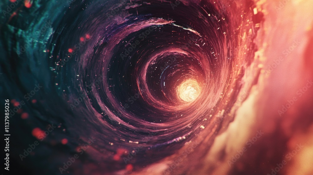 Abstract swirling vortex tunnel leading to a bright light source. Abstract swirling vortex tunnel leading to a bright light source.