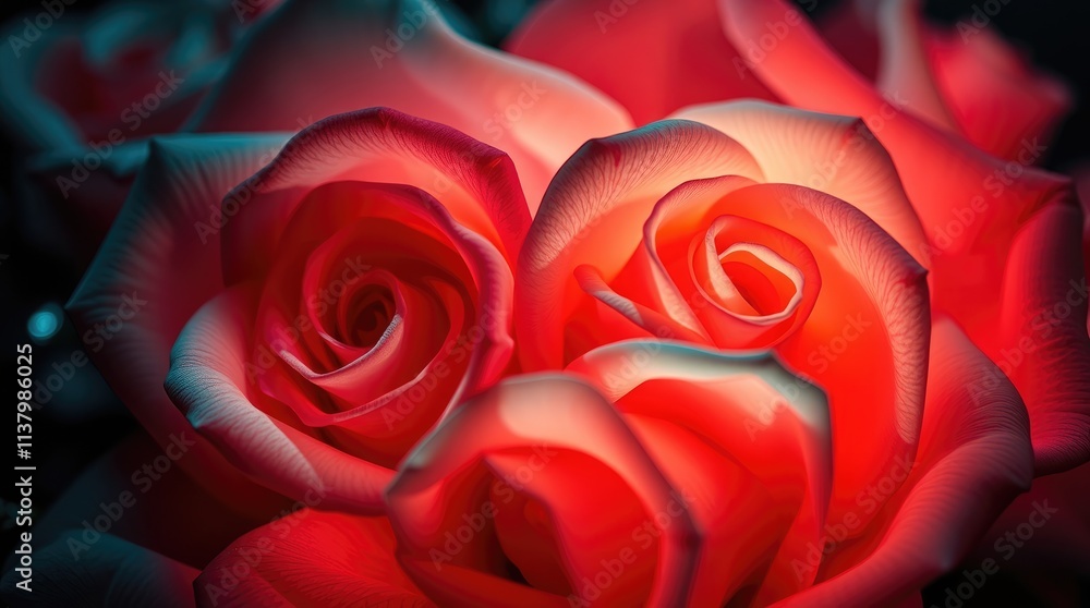 Naklejka premium Vibrant red and white roses create a stunning display, symbolizing love and beauty, ideal for Valentine's Day, weddings, or celebrations of life’s precious moments