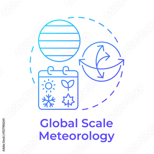 Global scale meteorology blue gradient concept icon. Atmospheric processes influencing entire planet. Round shape line illustration. Abstract idea. Graphic design. Easy to use in presentation