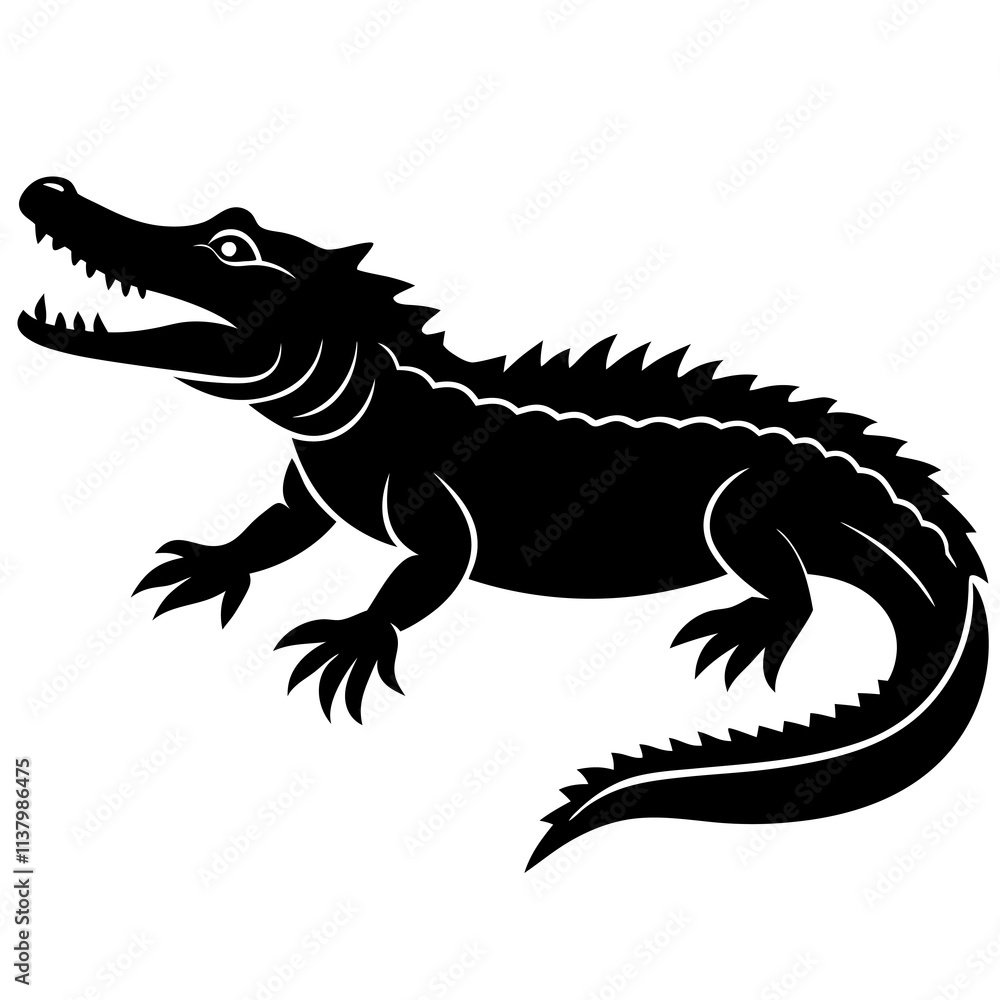 Obraz premium Alligator Silhouette vector illustration