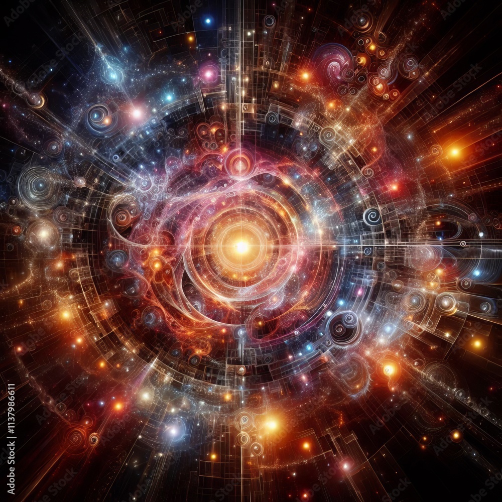Fractal Universe A galaxy like design made of fractals and glowi Fractal Universe A galaxy like design made of fractals and glowi