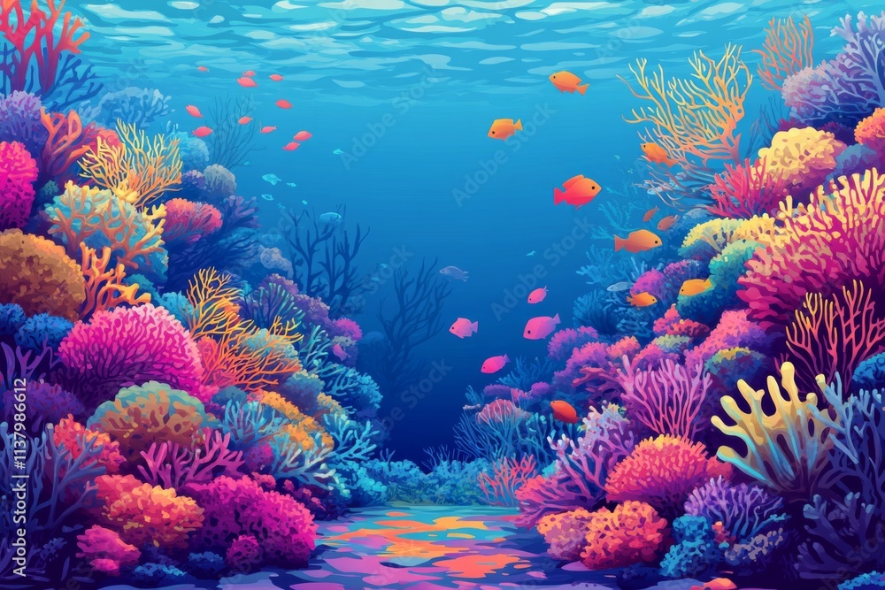 Fototapeta premium Vibrant Underwater World Illustration
