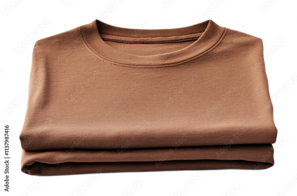 Brown folded T-shirt on a transparent background. isolated background. Brown folded T-shirt on a transparent background. isolated background.