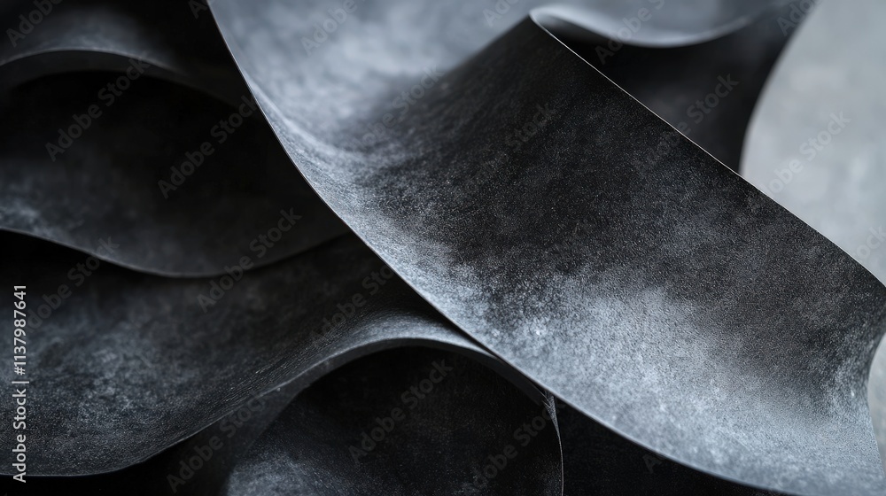 Abstract Dark Grey Sculpted Material Waves