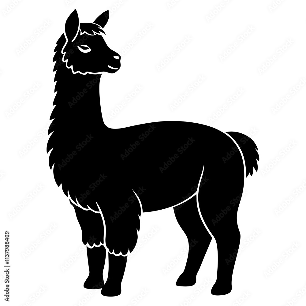 Fototapeta premium Alpaca Silhouette vector illustration