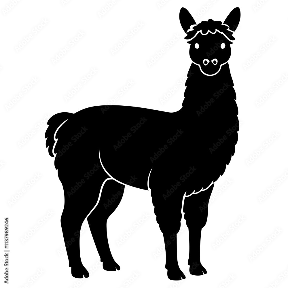 Fototapeta premium Alpaca Silhouette vector illustration