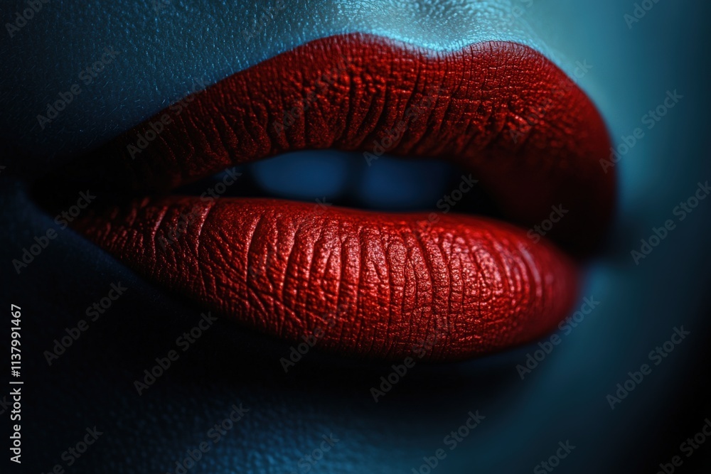Striking Close-Up of Bold Red Lips Striking Close-Up of Bold Red Lips