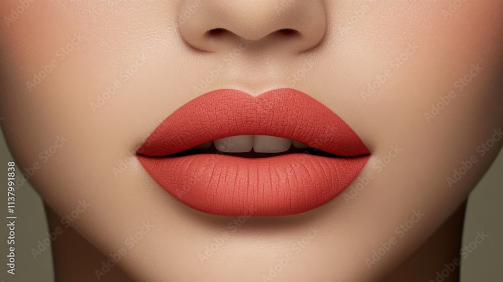 Stylish Close-Up of Perfectly Sculpted Lips Stylish Close-Up of Perfectly Sculpted Lips