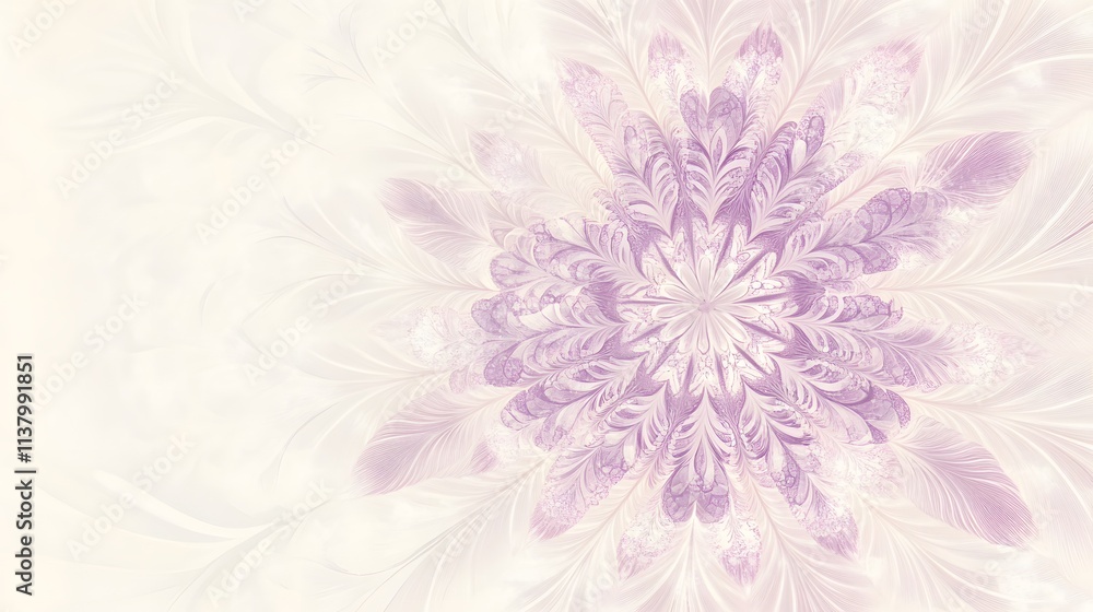 Obraz premium Delicate, symmetrical, fractal flower design with pastel colors.