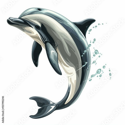 Dolphin, single on white background. AI generate illustration photo