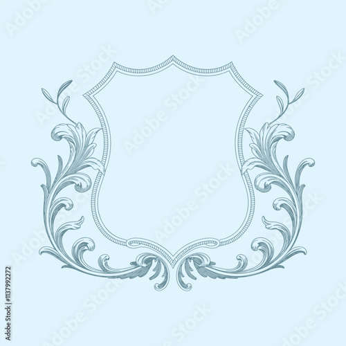 Floral Wedding monogram crest design. Vintage wedding monogram design. Wedding initial.