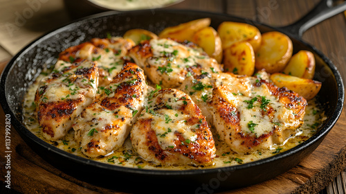 Garlic Parmesan Chicken with Crispy Potatoes