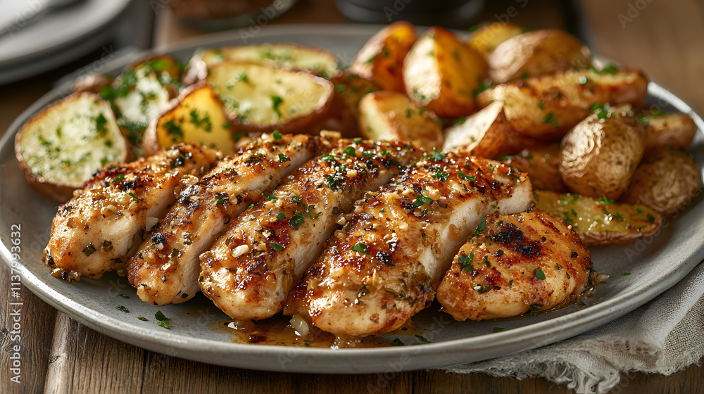 Garlic Parmesan Chicken with Crispy Potatoes Garlic Parmesan Chicken with Crispy Potatoes
