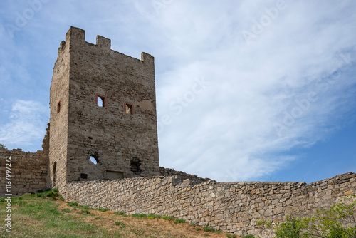 The ancient tower of the Genoese fortress. Feodosia, Crimea