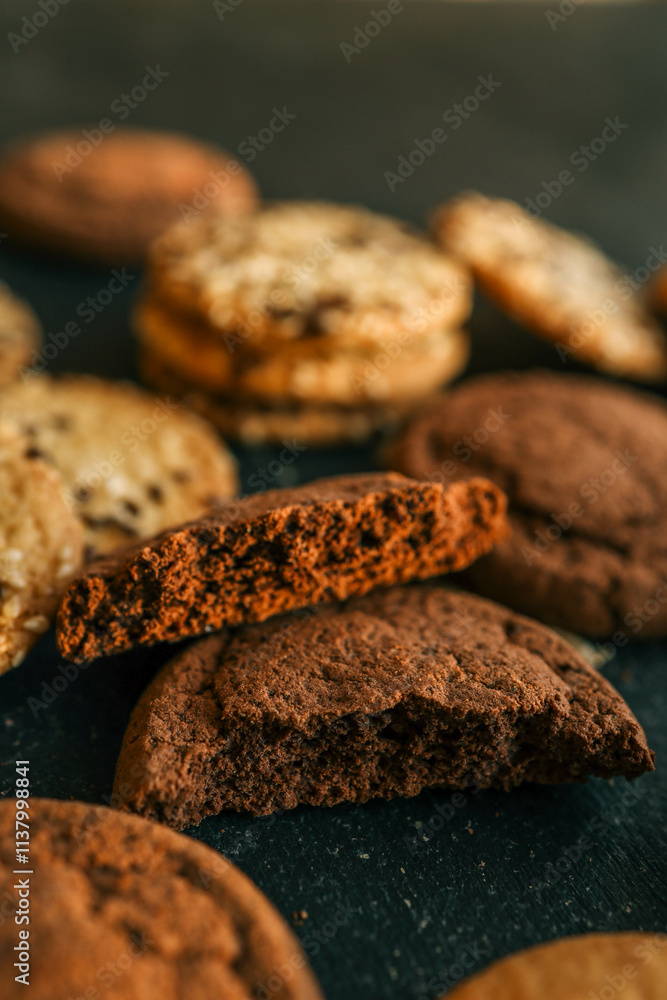 Fototapeta premium Assortment of different homemade cookies, advertising