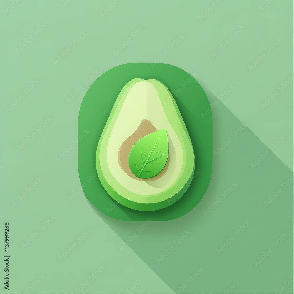 Sliced Avocado Icon with Soft Gradients Sliced Avocado Icon with Soft Gradients