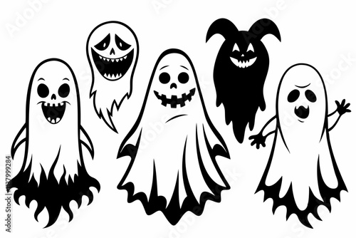 set of Halloween ghosts