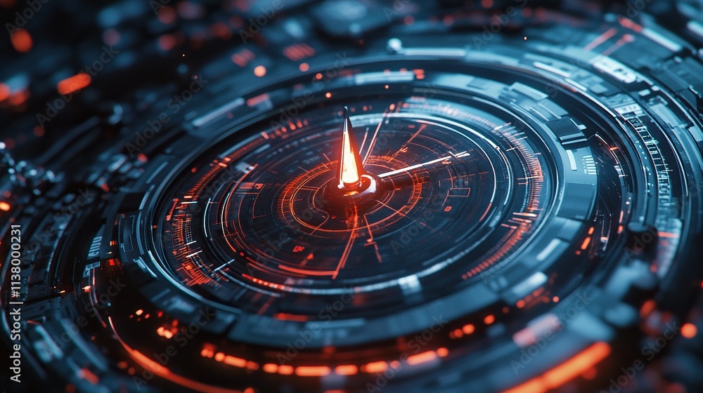 Futuristic clock interface with glowing details. Futuristic clock interface with glowing details.