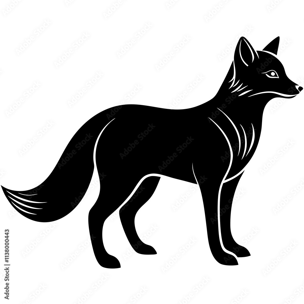Obraz premium Arctic Fox Silhouette vector illustration
