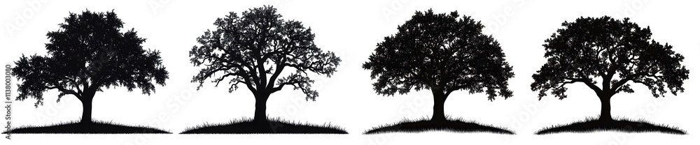 Fototapeta premium 2D silhouette trees illustration on a white background representing nature simplicity AI generated