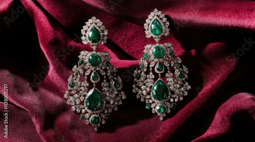 Wallpaper Mural Elegant Green Gemstone Earrings Adorned with Sparkling Diamonds Torontodigital.ca