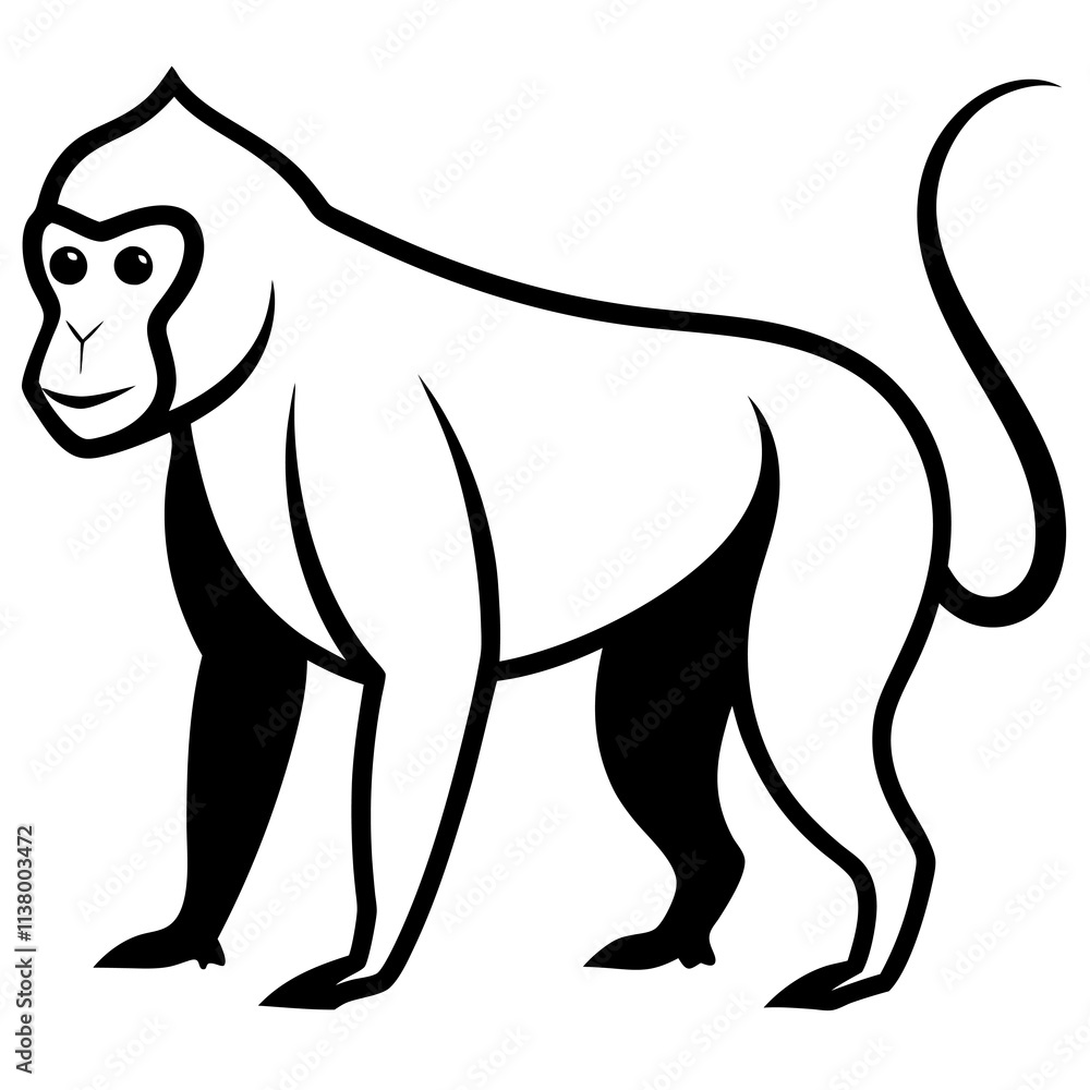 Obraz premium Baboon Silhouette vector illustration
