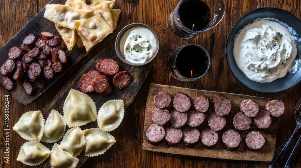 Assorted Meat and Cheese Platter with Gourmet Dips and Wine Assorted Meat and Cheese Platter with Gourmet Dips and Wine