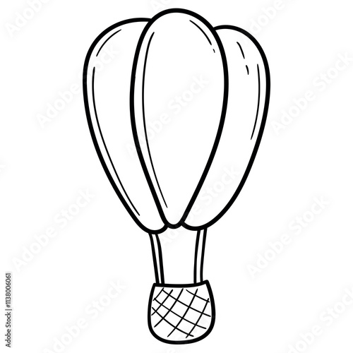 Hand drawn doodle hot air balloon on white background.