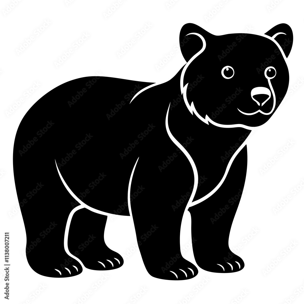 Fototapeta premium Bear Cub Silhouette vector illustration