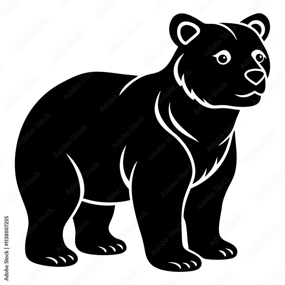 Fototapeta premium Bear Cub Silhouette vector illustration