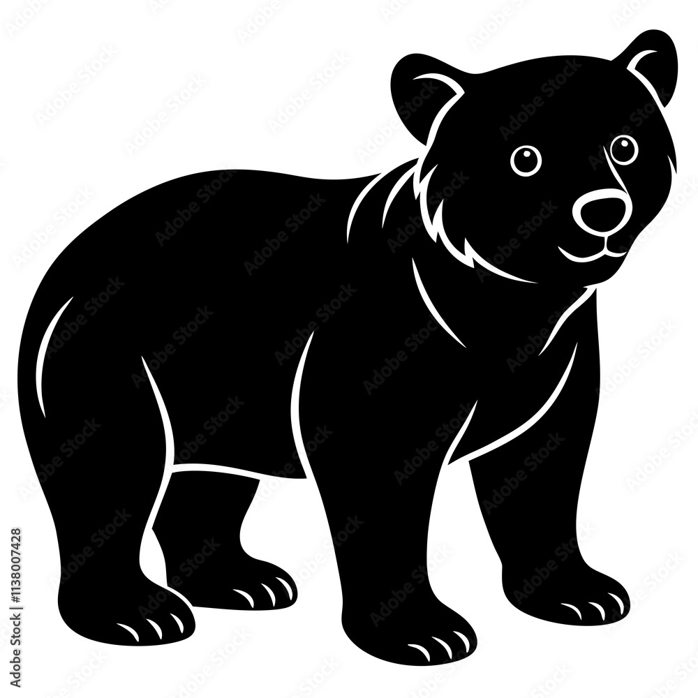 Fototapeta premium Bear Cub Silhouette vector illustration