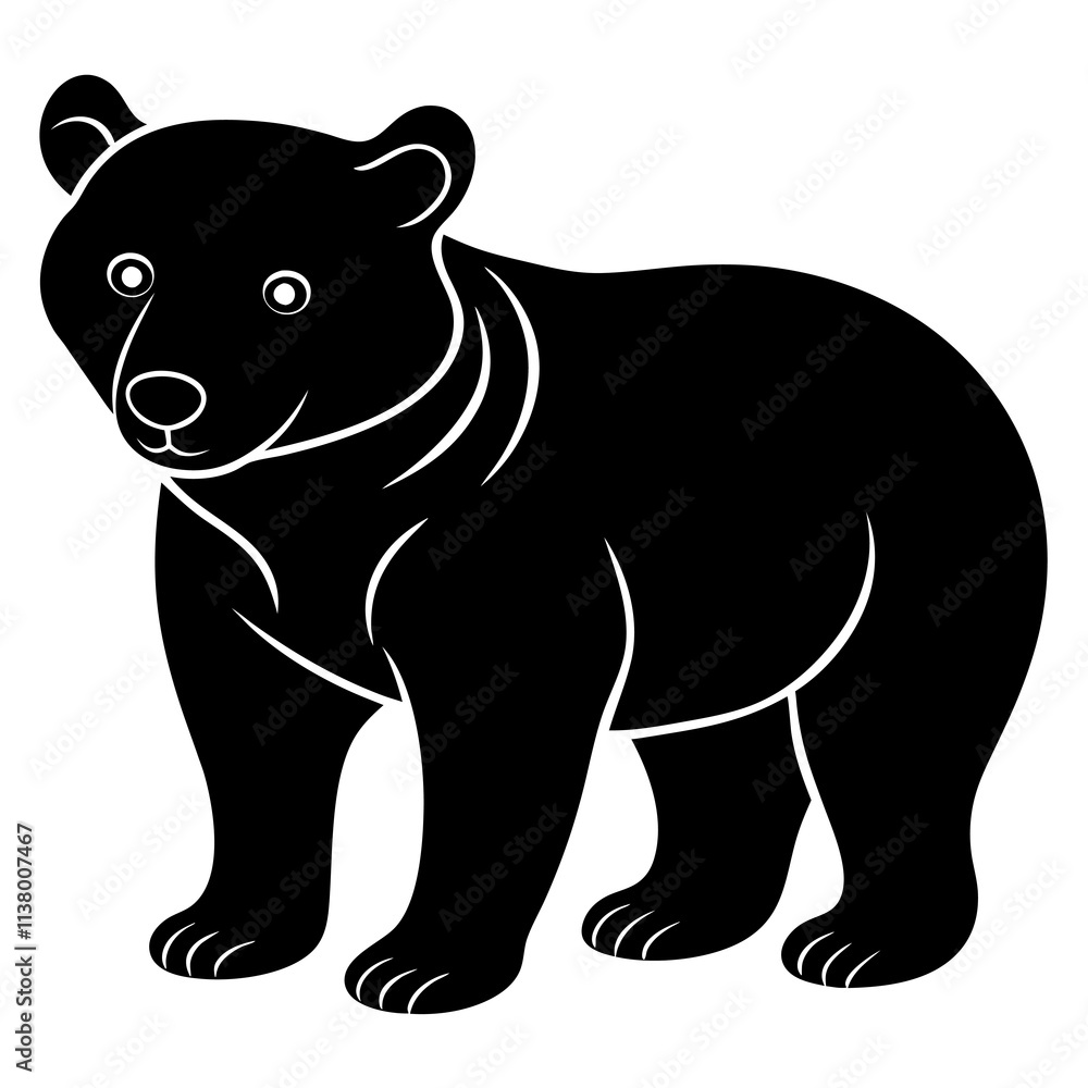 Fototapeta premium Bear Cub Silhouette vector illustration