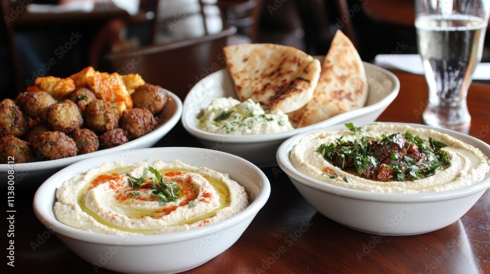 Delicious Middle Eastern Dishes Featuring Hummus and Pita Bread Delicious Middle Eastern Dishes Featuring Hummus and Pita Bread