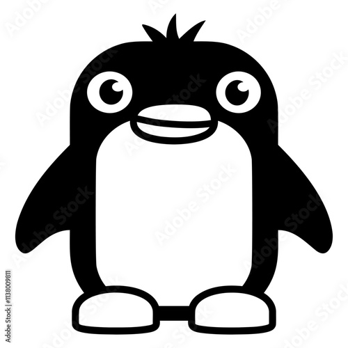 Penguin Looks Sweet Baby Child Small Cute Lovely Design Lover Art Vector Illustration Card T-Shirt Poster Sticker Graphic Print Decorative Drawing Isolated Logo Decoration Symbol Creative Cool Style