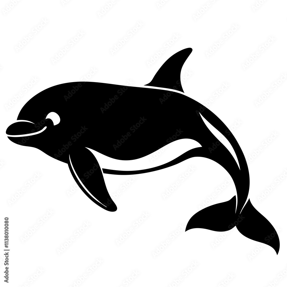 Fototapeta premium Beluga Whale Silhouette vector illustration