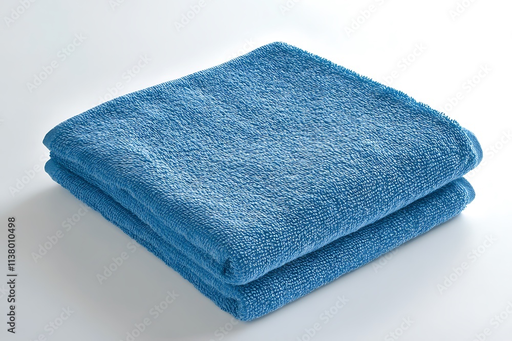 Folded clean linen towel on white surface Folded clean linen towel on white surface
