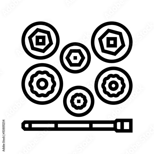 socket set car repair tool line icon vector. socket set car repair tool sign. isolated contour symbol black illustration