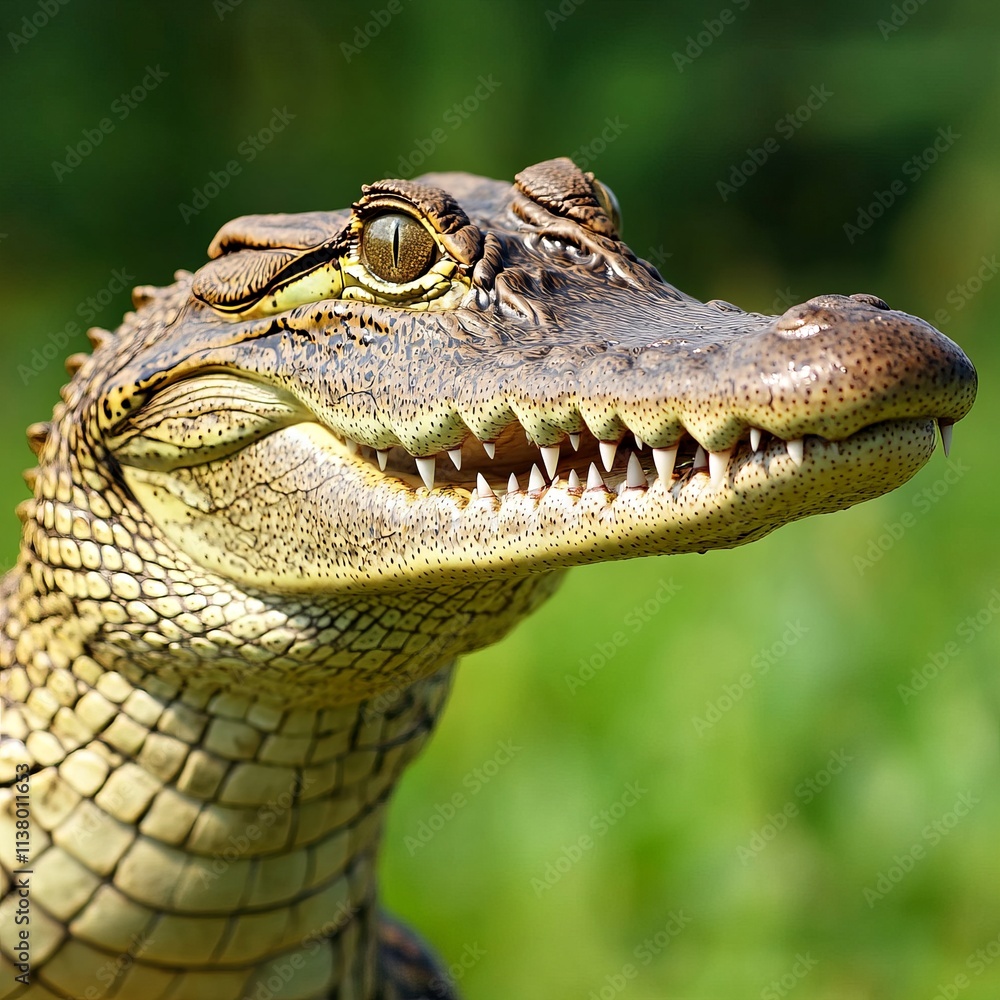 Fototapeta premium Young Alligator Portrait Close-up of Juvenile Crocodilian