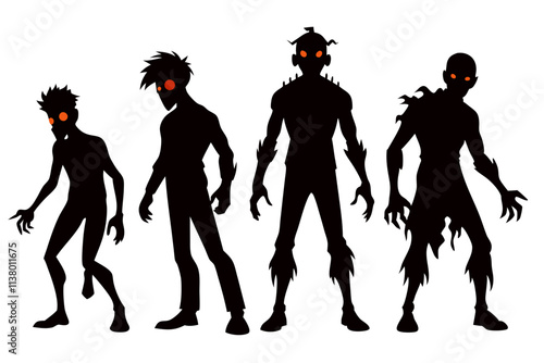 zombie silhouettes set in black and white 