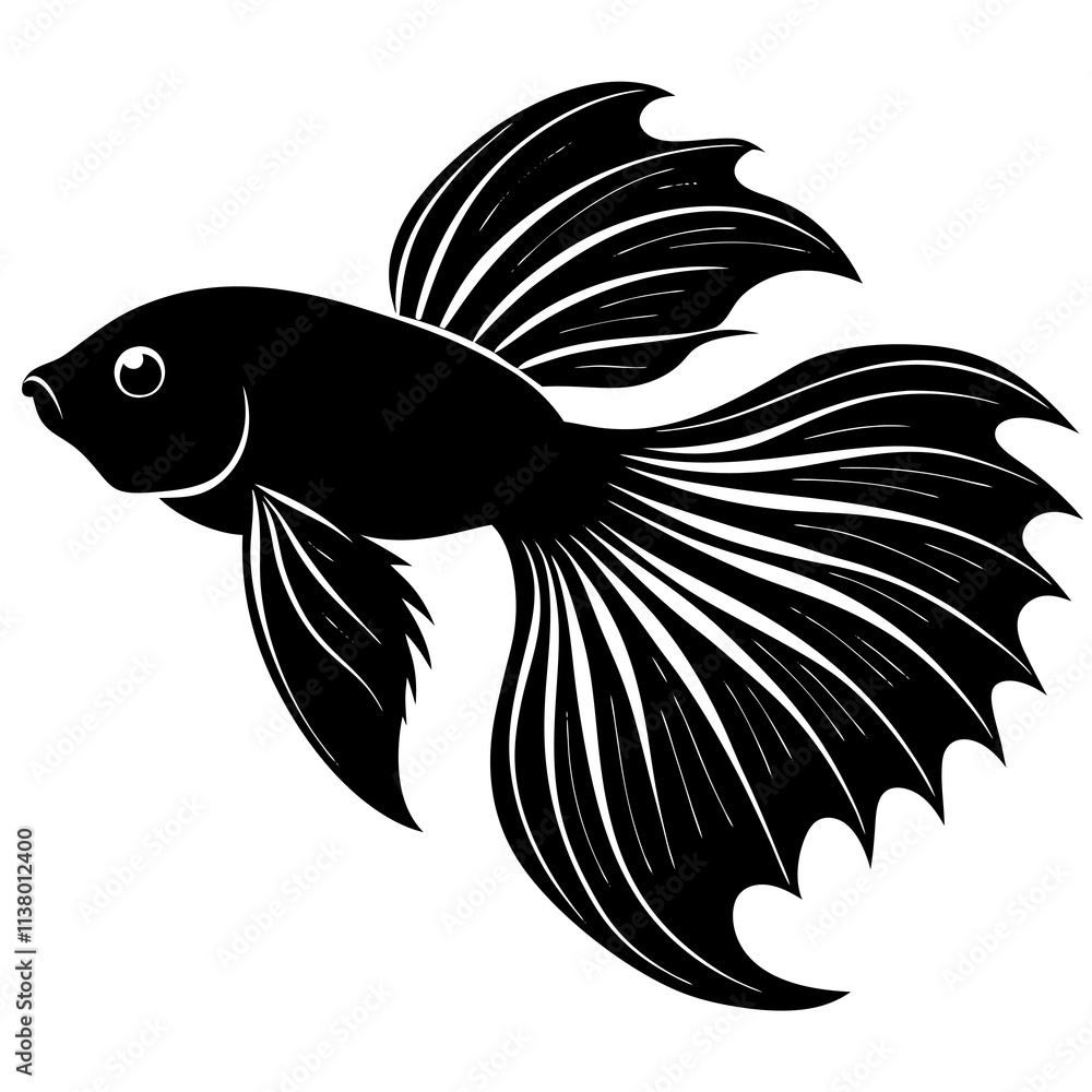 Fototapeta premium Betta Fish Silhouette vector illustration