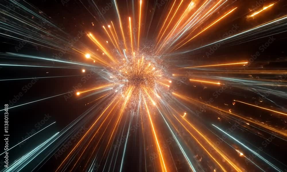 Abstract Light Trails Explosion in Space, Digital Art Abstract Light Trails Explosion in Space, Digital Art