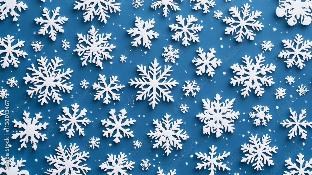 Snowflake pattern with winter charm on blue background Snowflake pattern with winter charm on blue background