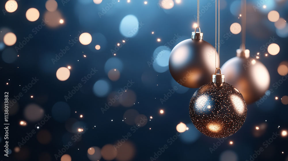 Fototapeta premium A pile of metallic glass ornaments, with glitter on them in large and small sizes, Christmas tree toys arranged to create a festive atmosphere for Christmas