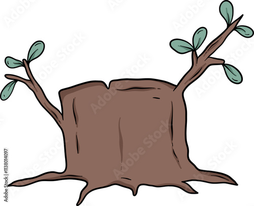 wood stump garden cartoon