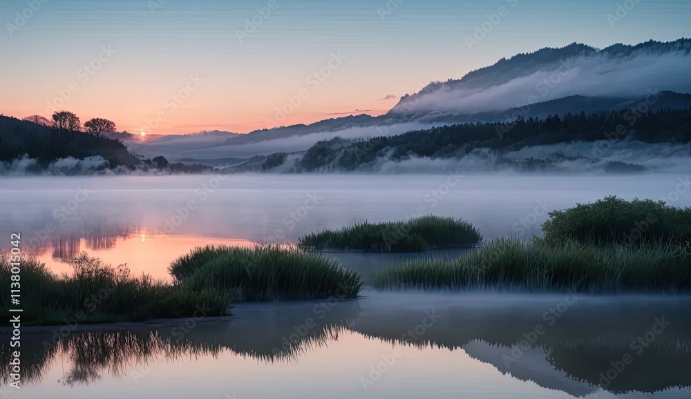 Fototapeta premium sunset over the lake