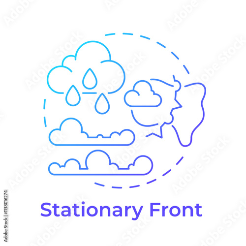 Stationary front blue gradient concept icon. Cold and warm air masses meeting. Weather forecasting processes. Round shape line illustration. Abstract idea. Graphic design. Easy to use in article