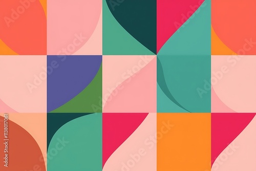 Abstract Geometric Pattern: Vibrant colors and geometric shapes create a dynamic and modern design, perfect for backgrounds, website banners, and social media graphics.