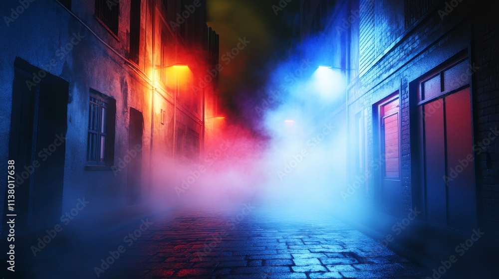 Fototapeta premium Enigmatic Night Alleyway with Vivid Neon Lights