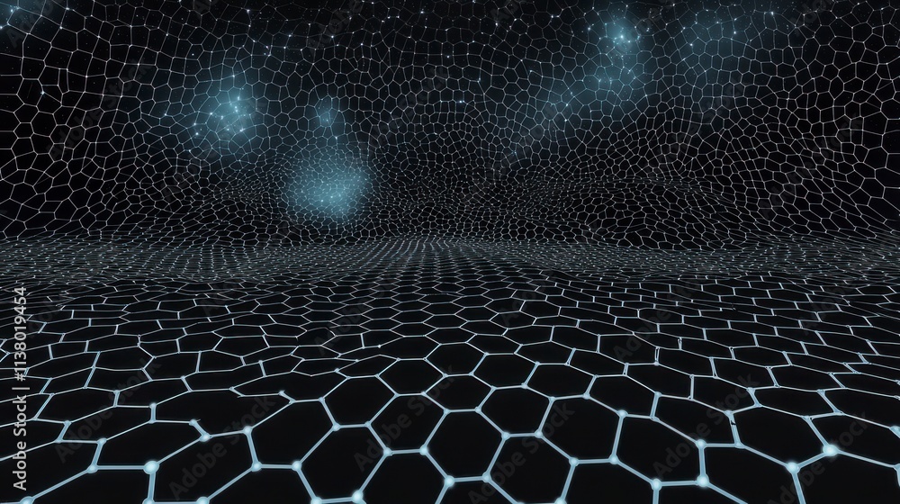 Fototapeta premium Abstract Geometric Hexagon Patterns: A Stunning Technological Digital Art